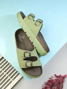 El Paso Women Open Toe Flats with Buckles