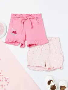 max Girls Pack Of 2 Printed Mid-Rise Regular Fit Cotton Shorts