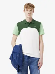 Lacoste Men Regular Fit Colourblocked Polo Collar Cotton T-shirt
