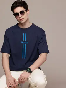 Moda Rapido Men Typography Printed Round Neck Cotton Oversized Fit T-shirt