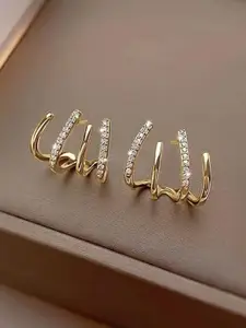 SUBHAGALANKAR Gold-Plated Artificial Stones Studded Classic Shaped Ear Cuff Earrings