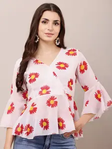 Raabta Fashion Floral Printed Georgette Wrap Top