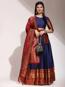 Fabcartz Woven Design Semi-Stitched Lehenga & Unstitched Blouse With Dupatta