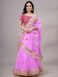 Utsav Fashion Embroidered Beads & Stone Ready to Wear Organza Lehenga & Choli With Dupatta