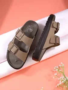 El Paso Women Open Toe Flats with Buckles