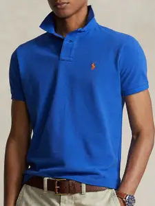Polo Ralph Lauren Men Solid Polo Collar Cotton Slim Fit T-shirt