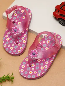ONYC Girls Premium Flower Jellies Printed Thong Flip-Flops With Glitter