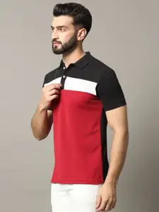 RELANE Men Colourblocked Polo Collar Cotton Slim Fit T-shirt