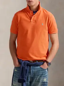 Polo Ralph Lauren Men Solid Polo Collar Cotton Slim Fit T-shirt