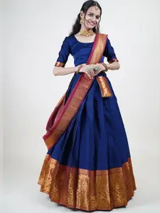 DIVASTRI Woven Design Silk Semi-Stitched Lehenga & Unstitched Blouse With Dupatta