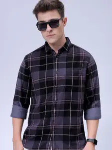 The Indian Garage Co Men Spread Collar Checked Casual Shirt