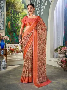 Mitera Floral Zari Pure Chiffon Saree