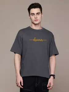 Moda Rapido Men Typography Printed Round Neck Cotton Oversized Fit T-shirt