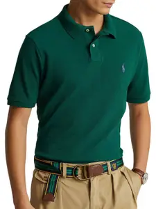 Polo Ralph Lauren Men Solid Polo Collar Cotton Slim Fit T-shirt