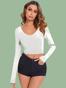 Dream Beauty Fashion Solid Scoop Neck Crop Top