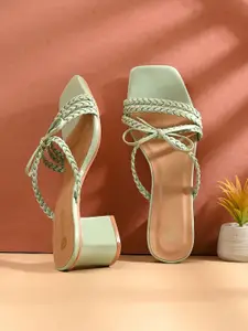 DIVASTRI Women Block Open Back With Square Toe Sandals