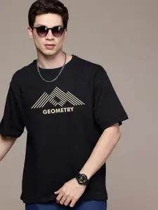 Moda Rapido Men Typography Printed Round Neck Cotton Oversized Fit T-shirt