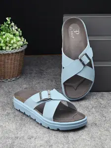 El Paso Women Open Toe Flats with Buckles