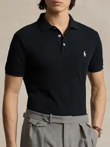 Polo Ralph Lauren Men Solid Polo Collar Cotton Slim Fit T-shirt