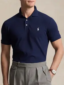 Polo Ralph Lauren Men Solid Polo Collar Cotton Slim Fit T-shirt