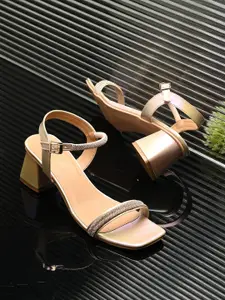 DIVASTRI Women Embellished Block Heel Sandals
