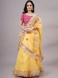 Utsav Fashion Floral Embroidered Organza Ready to Wear Lehenga & Choli With Dupatta