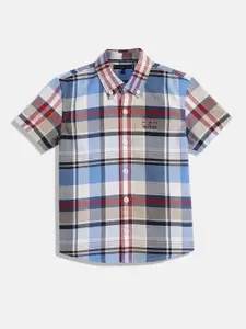 Tommy Hilfiger Boys Spread Collar Tartan Checked Cotton Casual Shirt