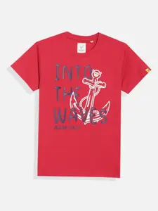 Allen Solly Junior Boys Typography Printed Round Neck Cotton T-shirt