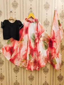 BAESD Girls Floral Printed Ready to Wear Lehenga & Choli With Dupatta