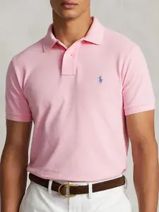 Polo Ralph Lauren Men Solid Polo Collar Cotton Slim Fit T-shirt
