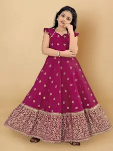 Sangria Girls Printed Georgette Anarkali Maxi Dress