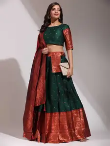 DIVASTRI Woven Design Silk Semi-Stitched Lehenga & Unstitched Blouse With Dupatta