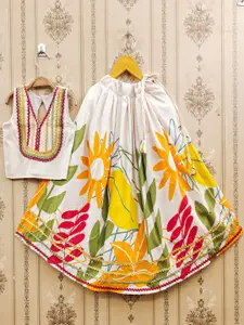 BAESD Girls Embroidered Thread Work V-Neck Ready to Wear Lehenga & Blouse