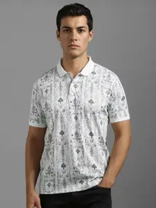 Louis Philippe Sport Men Floral Printed Polo Collar Cotton T-shirt