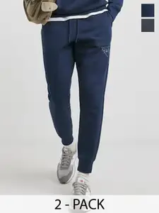 Moda Rapido Men Pack Of 2 Cotton Mid-Rise Joggers