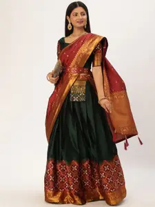 DIVASTRI Woven Design Silk Semi-Stitched Lehenga & Unstitched Blouse With Dupatta