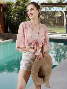 Sera Floral Printed Crop Tie-Up Shrug