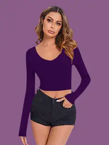 Dream Beauty Fashion Women V-Neck Fitted Crop Top