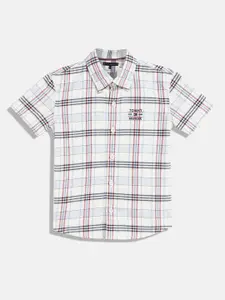 Tommy Hilfiger Boys Spread Collar Tartan Checked Cotton Casual Shirt