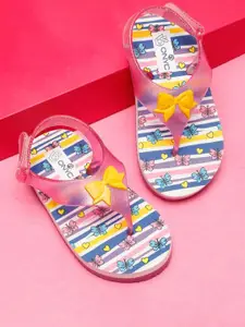ONYC Premium Butterfly Candy Girls Printed Thong Flip-Flops With Glitter -Pink