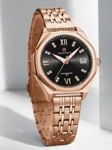 Naviforce Women Embellished Dial & Stainless Steel Straps Analogue Watch NF5052_RG B RG