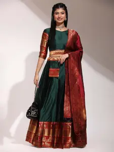 Fabcartz Semi-Stitched Lehenga & Unstitched Blouse With Dupatta