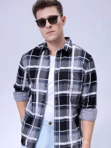 The Indian Garage Co Men Spread Collar Tartan Checked Casual Shirt