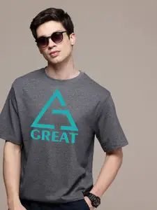 Moda Rapido Men Typography Printed Round Neck Cotton Oversized Fit T-shirt