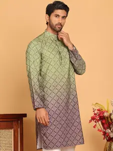 Jompers Men Floral Printed Sequinned Floral Kurta