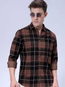 The Indian Garage Co Spread Collar Tartan Checked Casual Shirt