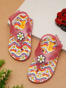 ONYC Girls Printed Premium Waves Jellies Thong Flip-Flops With Glitter