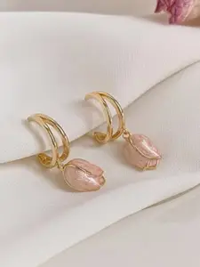 SUBHAGALANKAR Gold-Plated Floral Shaped Drop Earrings