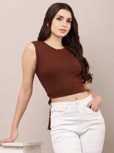 Raabta Fashion Women Round Neck Fitted Crop Top