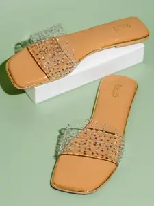 Inc 5 Women Embellished Open Toe Flats